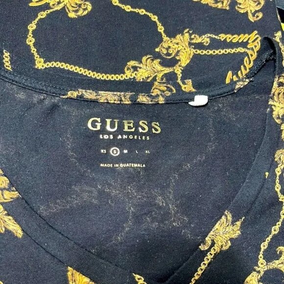 Women’s Guess V Neck Gold Chain Top Size Small - Picture 2 of 3